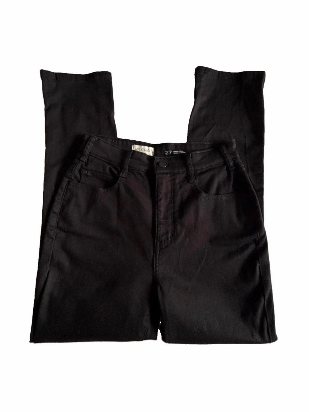 Pilcro Jeans Womens 27 Black Dark Wash High Rise Straight Leg Slim Denim